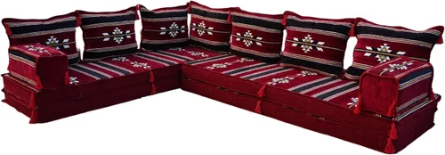 Miniatura 29 de Sofá de piso modular hecho a mano arabicsofa – Asiento oriental Majlis con cojines de respaldo