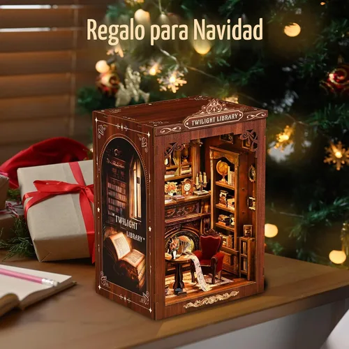 Miniatura 9 de KERNOWO Kit de Rincón de Libros, Rompecabezas de Madera 3D DIY para Adultos, Adolescentes y Principiantes, Kit de Casa Miniatura en Miniatura