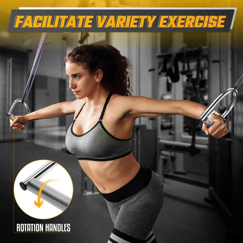 Miniatura 4 de Yes4All 360 Rotation Metal Resistance Bands, Pull Up Handle with Extra-Gripped Knurled Surface, Heavy Duty Industrial Grade Steel Stretch Attachment