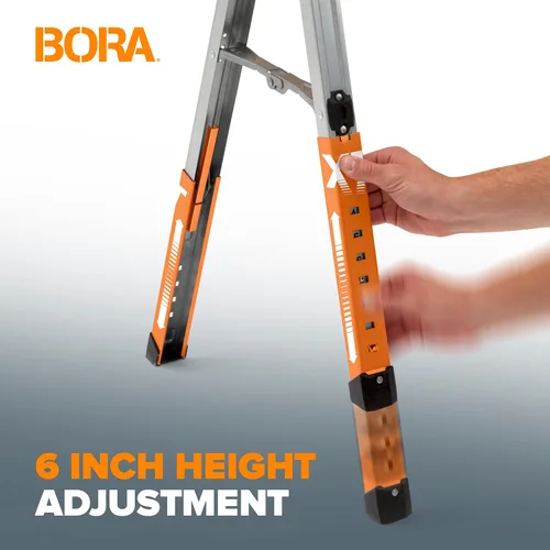 Miniatura 10 de Bora Portamate Speedhorse XT Par de caballetes - Paquete de dos, patas ajustables en altura de 30-36 pulgadas, parte superior de metal para 2x4