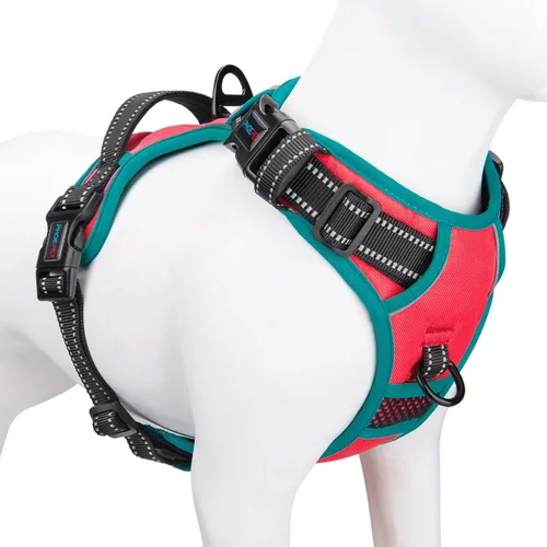 Miniatura 7 de PHOEPET Arnés para perro sin tirones, chaleco para perro reflectante ajustable de colores únicos, con mango de entrenamiento suave, clips de metal
