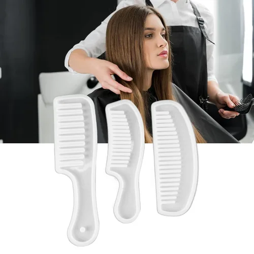 Miniatura 3 de Peine de resina de fundición de resina translúcida de dientes anchos para el cabello, juego de 3 piezas para hacer joyas de bricolaje
