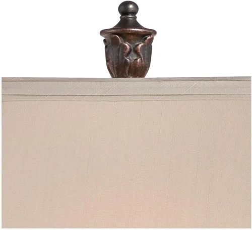 Miniatura 8 de Regency Hill Exeter Lámparas de Mesa de Estilo Tradicional 30" de Alto Juego de Tamaño Completo de 2 Bronce Madera Tallada Hoja Crema Pantalla