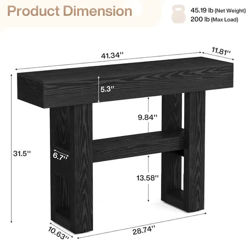 Miniatura 2 de Tribesigns Mesa consola de 41.34 pulgadas, mesa de entrada rústica con almacenamiento de 2 niveles, muebles de sofá estrecho para vestíbulo, sala