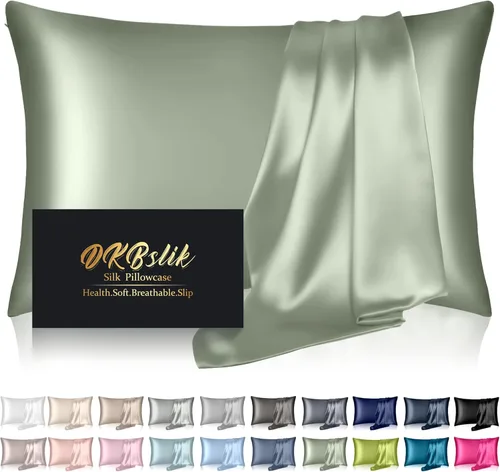 Miniatura 47 de Funda de almohada de seda para cabello y piel, fundas de almohada de seda de morera tamaño estándar, anti-acné, refrescante para dormir, seda Rosa