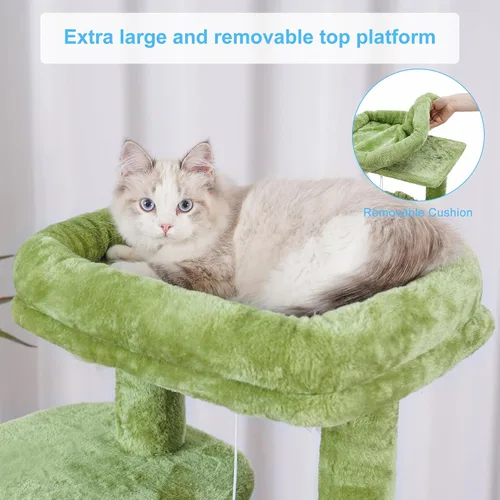 Miniatura 4 de Hey-brother Árbol para gatos con tabla de rascar, torre para gatos con perca acolchada de felpa y canasta acogedora, multiplataforma para saltar