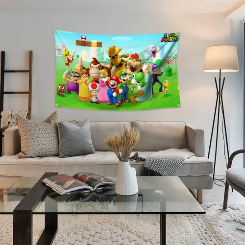 Miniatura 3 de AOFDLAT Tapiz de Juego Clásico Súper Nostálgico 3 * 5 Pies Con Cuatro Ojales de Latón Para Colgar Adecuado Para Interiores Universidad Dormitorio