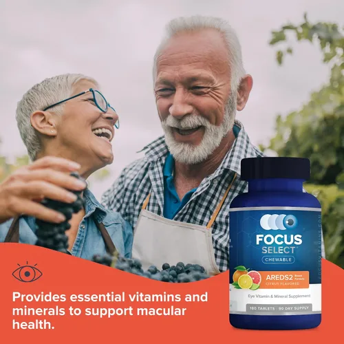 Miniatura 6 de Focus Select AREDS2 - Suplemento masticable de vitaminas y minerales para ojos (180 unidades, suministro para 90 días) Masticable para ojos