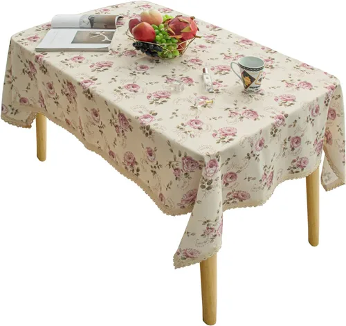 Mantel rectangular con estampado floral de 60 x 84 pulgadas, resistente a las manchas e impermeable, mantel de vino para cocina, comedor, decoración