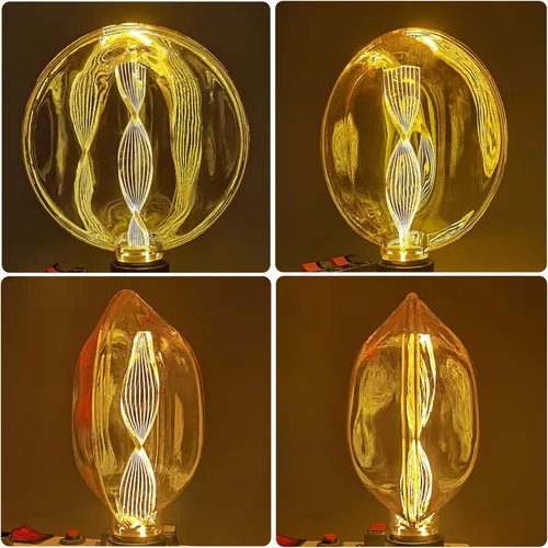 Miniatura 5 de Bombilla LED decorativa, redonda, 2200 K cálida, base E26 de 1.5 W (no regulable), bombillas de vidrio ámbar, bombillas espirales únicas, ambiente