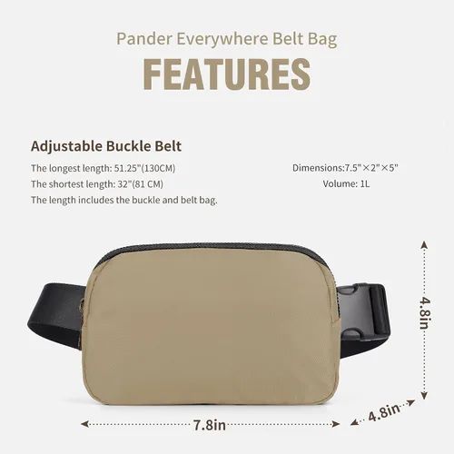 Miniatura 5 de ZPN Mini riñonera cruzada para mujer y hombre, Caqui