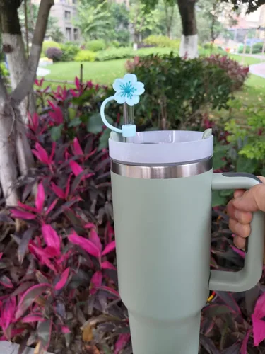 Miniatura 9 de Tapa de silicona para popote compatible con Stanley Cup 30, 40 onzas, a prueba de polvo, reutilizable, para vasos y botellas de agua Gorra de cereza