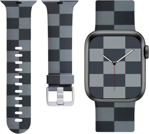 Miniatura 12 de Laffav Compatible con Apple Watch Bandas de 42mm 41mm 40mm 38mm para Mujeres y Hombres, Pulseras de Silicona Suave con Patrón Impreso Indeleble