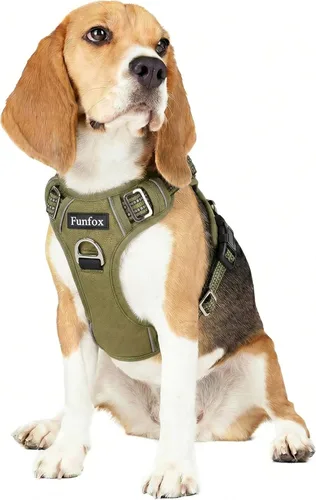 Miniatura 46 de Funfox Arnés para perro sin tirones, arnés de chaleco ajustable para mascotas, material súper suave con mango vertical, fácil control, paseo