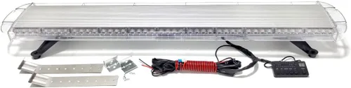 Miniatura 3 de CFLMYYXGS 12V-24V 44" 88 LED ámbar/luz blanca en la azotea barra de luz de advertencia de emergencia 26 patrones estroboscópicos vehículos ley