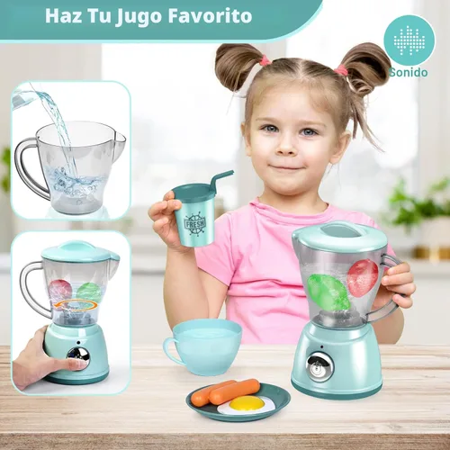 Miniatura 6 de Shemira Accesorios de Cocina de Juguete, Juego de Electrodomésticos de Cocina de Juguete con Cafetera, Licuadora, Batidora, Tostadora, Juego