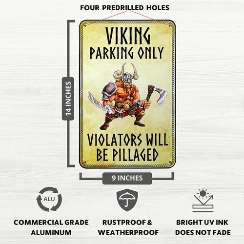 Miniatura 2 de Venicor Letrero vikingo – 9 x 14 pulgadas – Aluminio – Regalos vikingos para hombres – Decoración vikinga para accesorios para el hogar