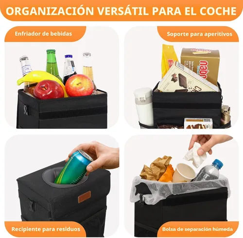 Miniatura 6 de Vankor Papelera para Coche con Tapa Colgante para Asiento Trasero, Accesorios para Coche para Mujeres y Hombres, Papelera Automotriz a Prueba