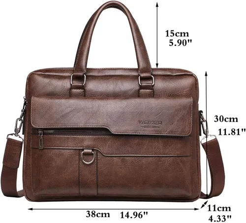 Miniatura 3 de Hebetag Bolso bandolera de cuero pequeño para hombres y mujeres, para viajes al aire libre, negocios