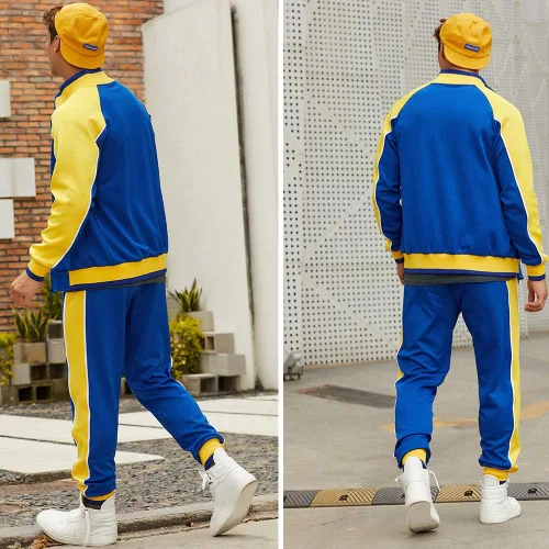 Miniatura 3 de DUOFIER Conjunto deportivo para hombre, sudadera con cremallera completa, pantalones deportivos cálidos, ropa de entrenamiento para gimnasio