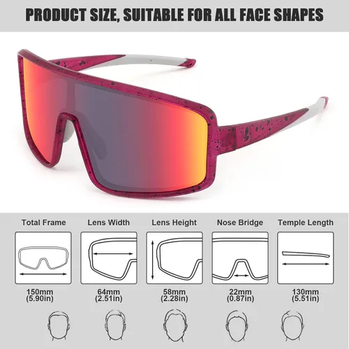 Miniatura 4 de Karsaer Vision - Gafas de sol deportivas para hombres y mujeres, gafas de sol de béisbol para jóvenes, niños, adolescentes y niñas Rojo