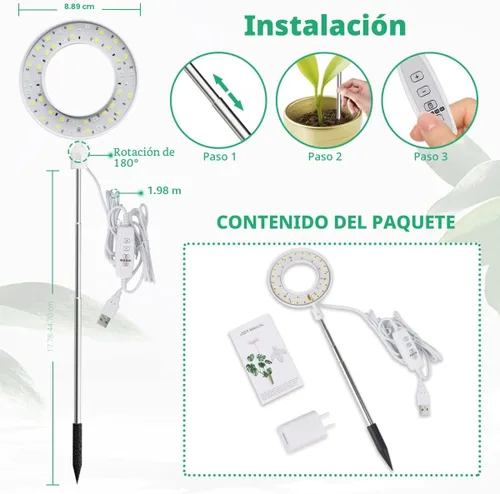 Miniatura 2 de GYTF Luz de cultivo de plantas Halo, lámpara LED blanca de 6000 K de espectro completo para plantas de interior, suculentas, mini bonsái, plantas