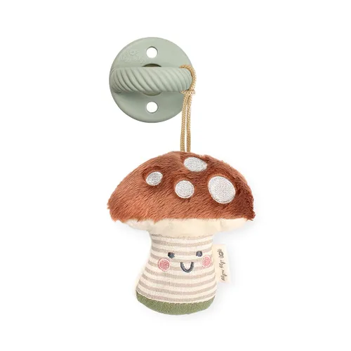 Itzy Ritzy - Juego de chupón y Lovey; Set de hongo de felpa desmontable y chupón de silicona verde a juego; Ideal para edades de 0 meses en Diseño