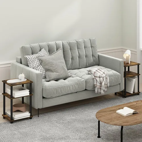 Miniatura 5 de Furinno JUST - Mesa auxiliar lateral, mesa de 3 niveles, estante de noche con estantes abiertos, mesita de noche, ensamble sin herramientas