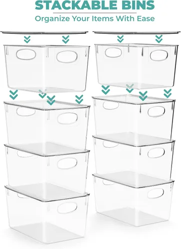 Miniatura 3 de Sorbus - Paquete de 8 contenedores grandes de plástico transparente con tapas – Organizador apilable para juguetes, ropa, medicina, maquillaje
