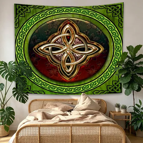 Miniatura 6 de SHRAPHY Tapiz celta de 60 x 40 pulgadas, tapiz nórdico vikingos, irlandés, redondo, nudo de amor, tapiz de buena suerte para sala de estar