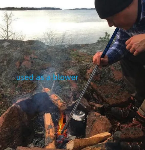 Miniatura 3 de RAOMEIDE Atizador de fuego de 48 pulgadas para fogata al aire libre, atizador de fogata extra largo con soplador, herramientas de chimenea