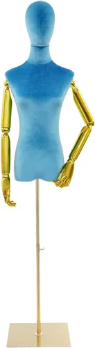 Miniatura 22 de Torso de maniquí femenino con cabeza y brazos posables, forma de vestido ajustable en altura, soporte de medio maniquí, maniquí de ropa con Gris