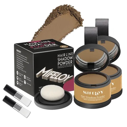 Miniatura 10 de Paquete de 2 polvos de sombra de retoque de raíz, cobertura de cabello gris, polvo de cobertura de raíces de color para mujeres para adelgazar