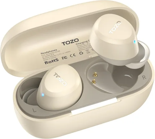 TOZO Auriculares inalámbricos A1 Bluetooth 5.3 de peso ligero en el oído IPX5 Auriculares impermeables 2 micrófonos para llamadas AI, auriculares