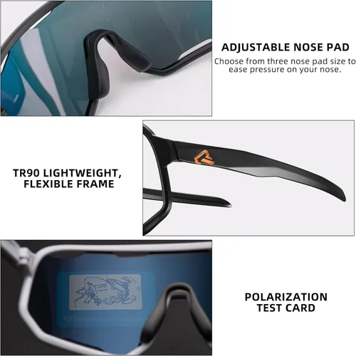 Miniatura 6 de ROCKBROS Polarized Sunglasses for Men Women UV400 Protection Cycling Running MTB Biking Baseball Softball Glasses 3 Lenses Azul profundo