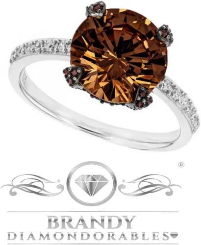 Miniatura 2 de BRANDY DIAMONDORABLES Anillo solitario de plata de oro blanco de 14k marrón chocolate 5.50 Ctw.