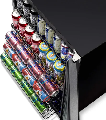 Miniatura 9 de NewAir Refrigerador de bebidas de 24 pulgadas, mini refrigerador con capacidad para 177 latas, acero inoxidable negro con enfriador integrado