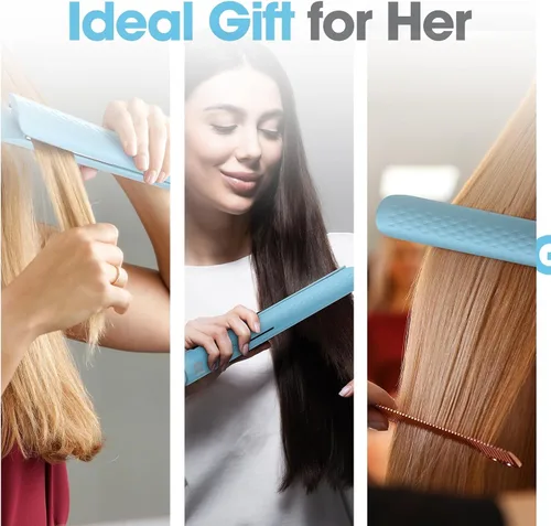 Miniatura 9 de Quico Plancha para el cabello, alisadora de cabello de viaje global de 110-240 V para mujeres, calentamiento rápido en 15 segundos, plancha plana