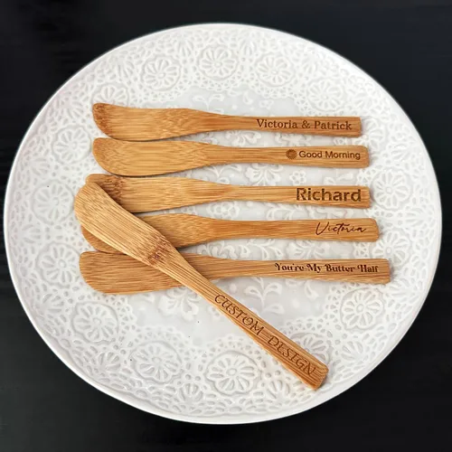 Miniatura 2 de Awerise Esparcidor de queso de madera personalizado, esparcidor de mantequilla personalizado con cuchillo de mantequilla (5, con grabado)