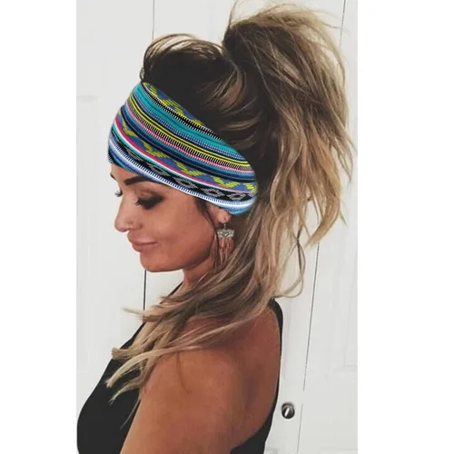 Miniatura 3 de Diademas bohemias para mujer, bandas anchas elásticas para el cabello, bandas para la cabeza anudadas, bandas para la cabeza turbante para yoga