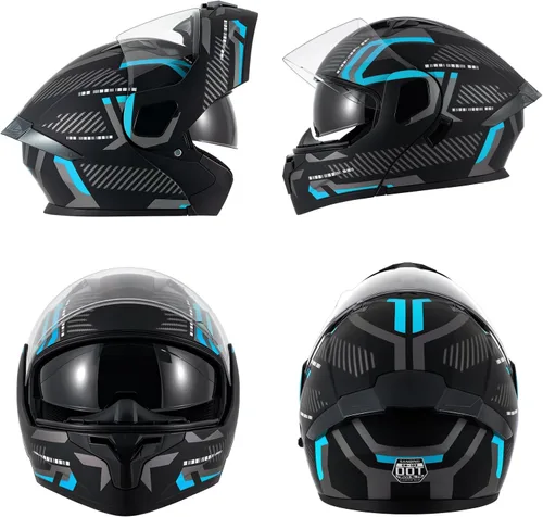 Miniatura 2 de Cascos de motocicleta modulares de cara completa, Casco de motocicleta de cara completa con certificación DOT, con visor abatible dual