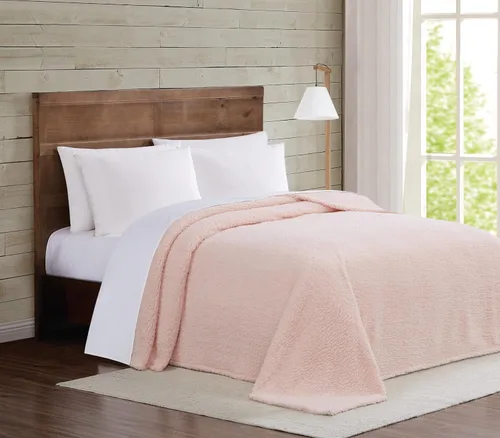 Miniatura 10 de Brooklyn Loom Marshmallow Sherpa Dusty Rose Twin XL Manta 100% microfibra de poliéster, temática casual sólida, ropa de cama para adultos, Rosa