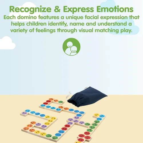 Miniatura 2 de PlanToys Dominó del estado de ánimo para el aprendizaje social emocional inspirado en Montessori Actividad de emparejamiento, reconocimiento