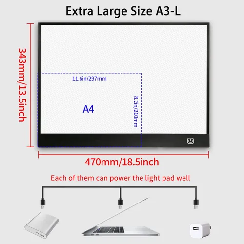 Miniatura 2 de WELZK Tablero de luz de pintura de diamante A3, con soporte de metal grande, L: 18.5 × W: 13.6 pulgadas, almohadilla de luz grande para pintura