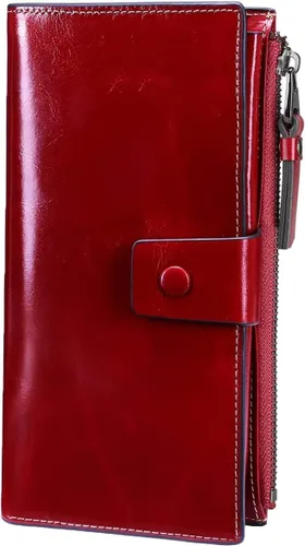 Miniatura 7 de Itslife Cartera de cuero con bloqueo RFID de gran capacidad para mujer Rojo escarlata Classic
