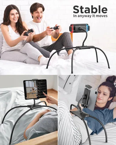 Miniatura 4 de SAIJI Soporte para iPad, soporte ergonómico ajustable para cama, soporte Kindle para leer en la cama, apto para tableta, teléfono, Kindle, monitor