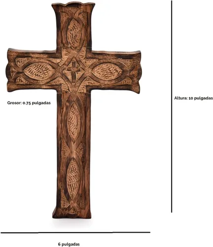 Miniatura 5 de NIRMAN Cruz de Pared de Madera Hecha a Mano para Iglesia y Hogar