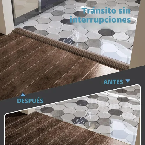 Miniatura 3 de Art3d Tira autoadhesiva de vinilo de 4 pies para transición de piso, tira laminada divisora plana para unir huecos, transición de umbral de Marrón