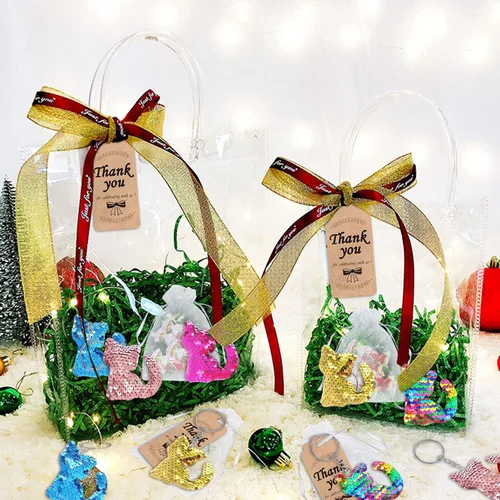 Miniatura 4 de CiciBear Paquete de 60 juegos de fiesta de lentejuelas de doble cubierta con 20 llaveros, 20 etiquetas de agradecimiento y 20 bolsas para fiestas