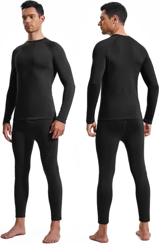 Miniatura 2 de Heathyoga Conjunto de ropa interior térmica para hombre, con forro polar, capa base, parte superior, ropa interior térmica de invierno para hombre